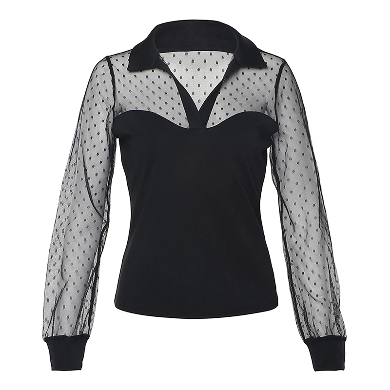

Sexy Women Clothes 2020 Tops And Blouses Lace Ladies Tops Transparent Long Sleeve Women Shirts Summer Vintage Blouse Top Mujer