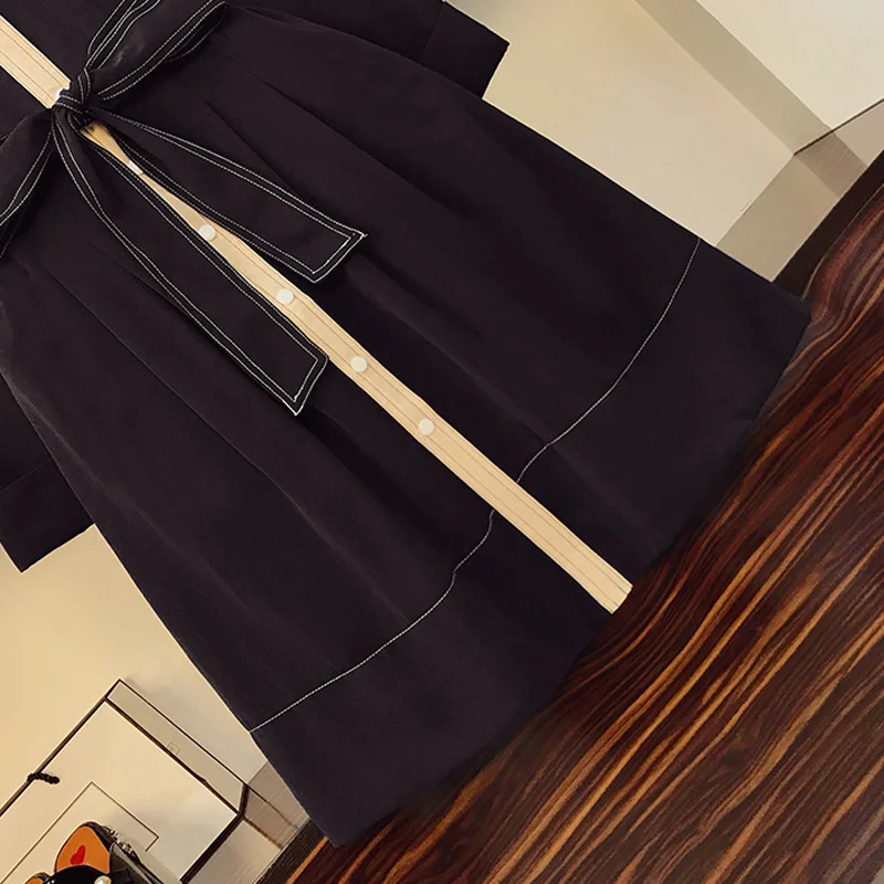 

Plus Size Elegant French Lady Single-breasted Shirt Dress Women 2021 Spring Patchwork Casual Long Sleeve Turndown Collar Dresses
