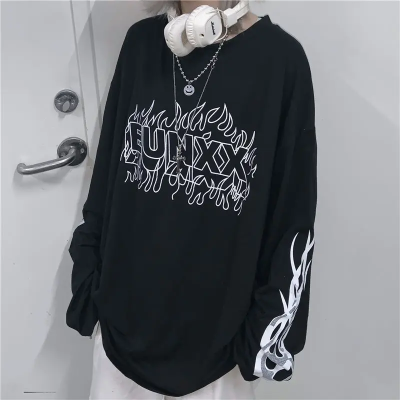 Толстовка женская черная на молнии с карманами в Корейском стиле зимняя большого