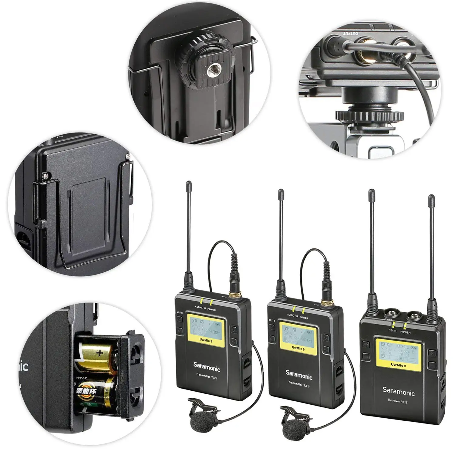 저렴한 Saramonic UwMic9 UHF 무선 마이크 시스템 Lavalier SLR DSLR 카메라 모니터 인터뷰 전문 라이브 스트리밍 녹음