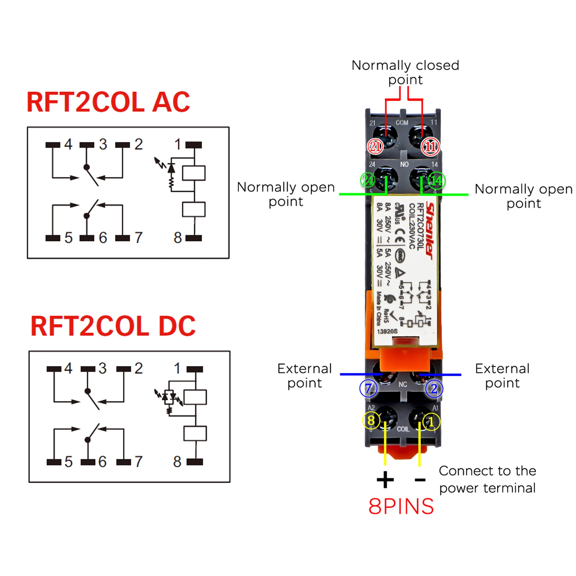 Электронное Микро Мини электромагнитное реле 5A 8PIN катушка DPDT с разъемом DC 12 В 24 в