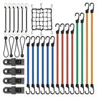 dhbh 30pcs elastic bungee cords with hooks rope luggage packing strap cargo net for motorcycle bike travel camping hiking