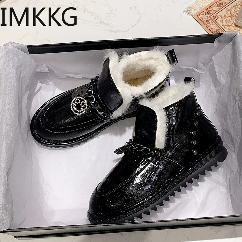 Женские зимние ботинки на меху непромокаемые повседневные ботильоны плоской