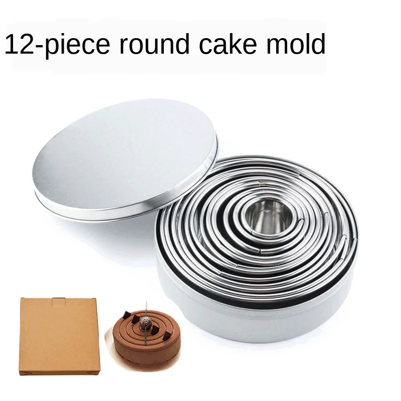 

12 piece stainless steel mousse circle round cake mould with curled edge