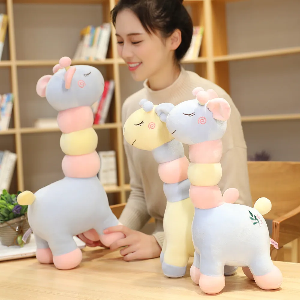 

New Cute Colorful Deer Plush Toys Girl Cartoon Happy Animal Giraffe Dolls Stuffed Soft Dolls For Children Baby Birthday Gifts