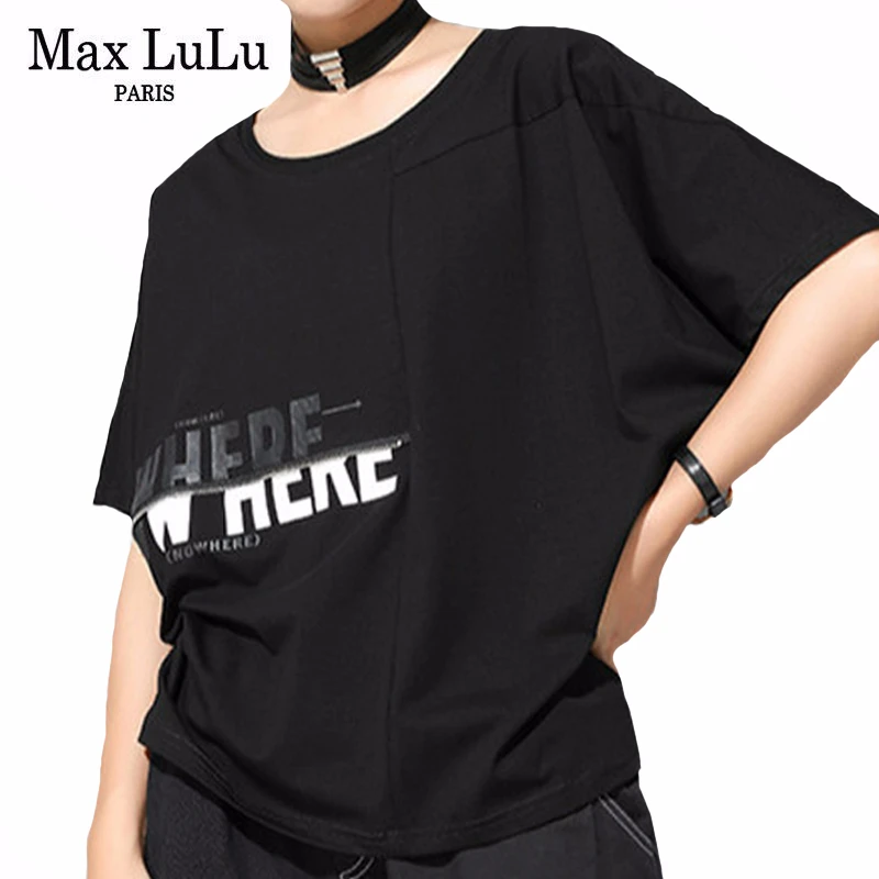 

Max LuLu Новая Европейская мода 2020 летние женские футболки в стиле панк женские черные футболки с принтом женские хлопковые топы