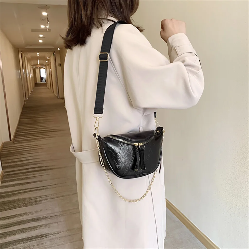 Женская сумка на ремне с двойной молнией модная модный кожаный ремень наплечная