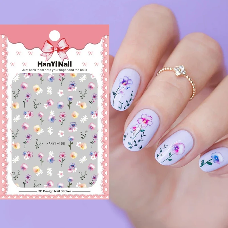 

1pc Dried Flowers Nail Sticker Floral Flower 3D Adhesive Sticker HY158