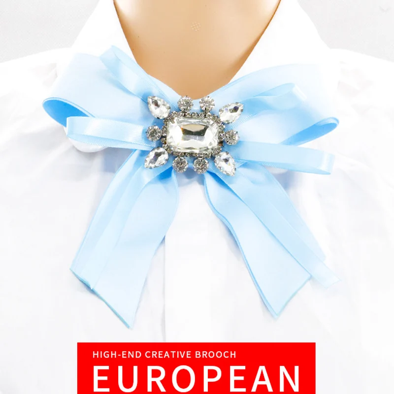 Новые корейские Хрустальные ленты корсаж винтажная ткань броши бант Для женщин