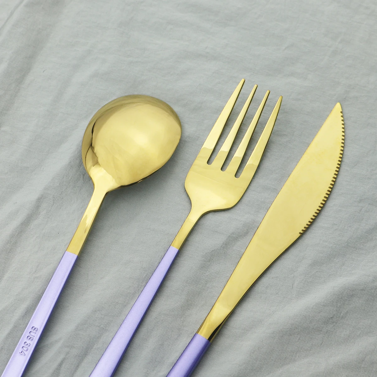 5Pcs/Set Knife Fork Spoon Dinnerware Set 18/10 Stainless Steel Cutlery Blue Gold Silverware Kitchen Dinner Tableware | Дом и сад