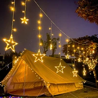 christmas decoration lights led star garland fairy string lights for xmas home room window indoor outdoor wedding party lights