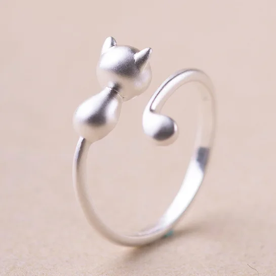 

925 Sterling Silver Cat Rings for Women Jewelry Adjustable Finger Ring Engagement Rings JZ281