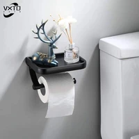 wall mounted space aluminum toilet paper holder tissue paper holder roll holder with phone storage shelf bathroom accessories