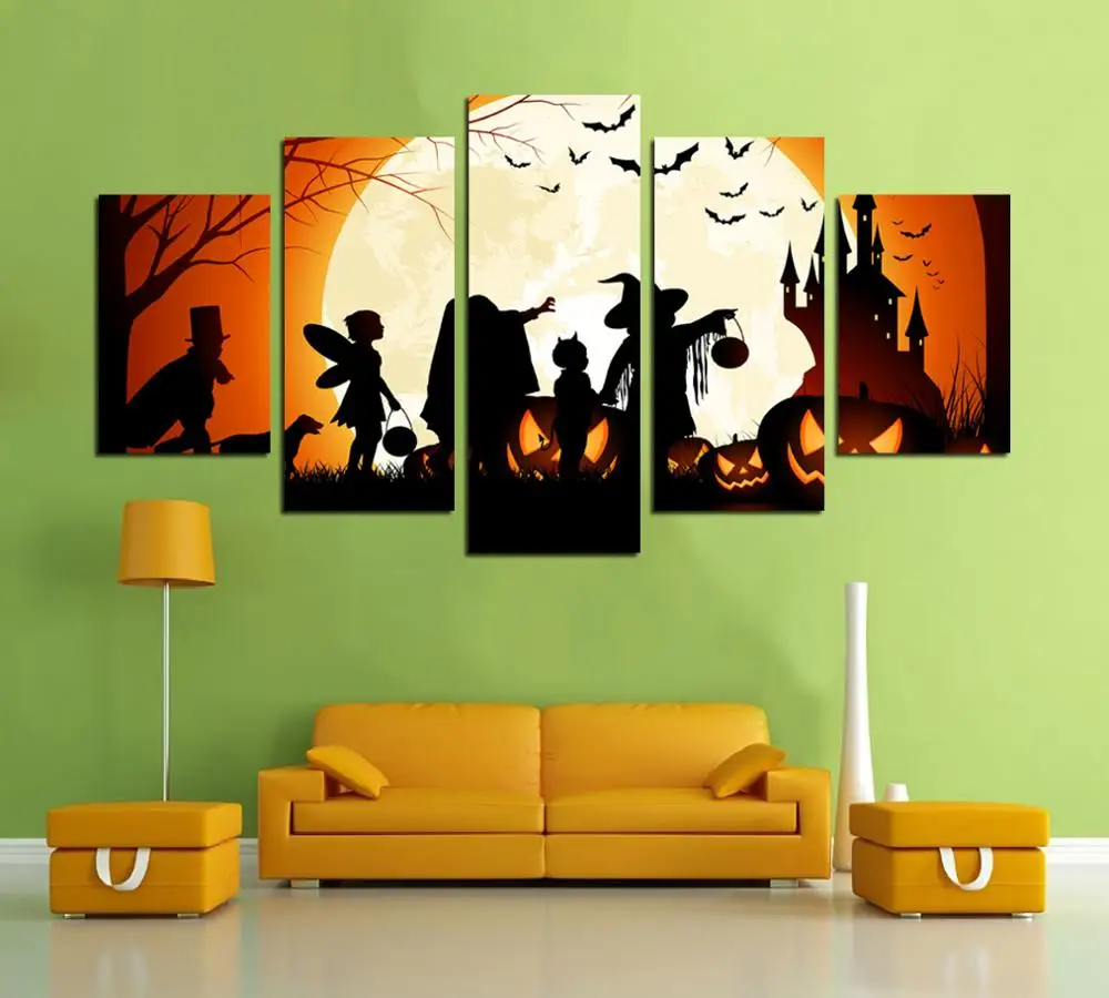 

Cartoon People Shadow Poster Halloween Festival Canvas Painting Wall Art Decorative Drawing Modern Living Room Home Decoration