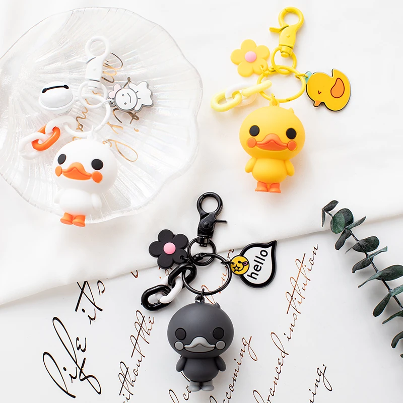 Милый мультяшный брелок утка для женщин сумка автомобильные брелки желтый белый