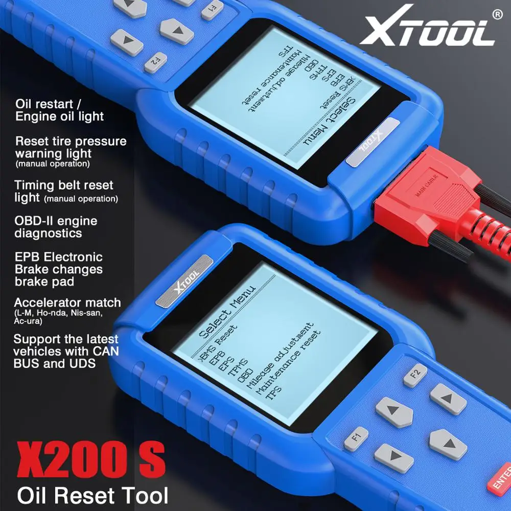 

Origional XTOOL Oil Reset Tool X-200S X200S tire pressure alarm lamp reset/EPB Update 1 year free