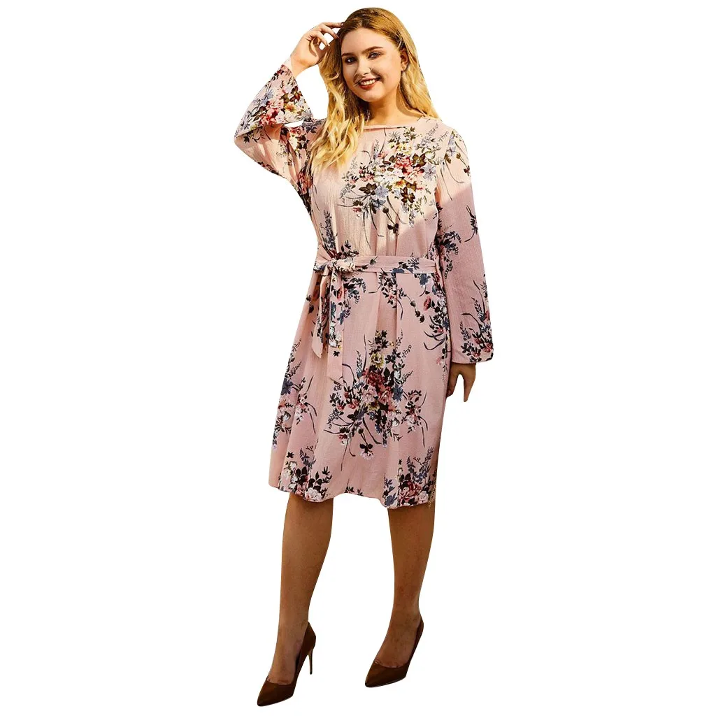 Богемное платье для женщин модное Повседневное с цветочным принтом и рукавом