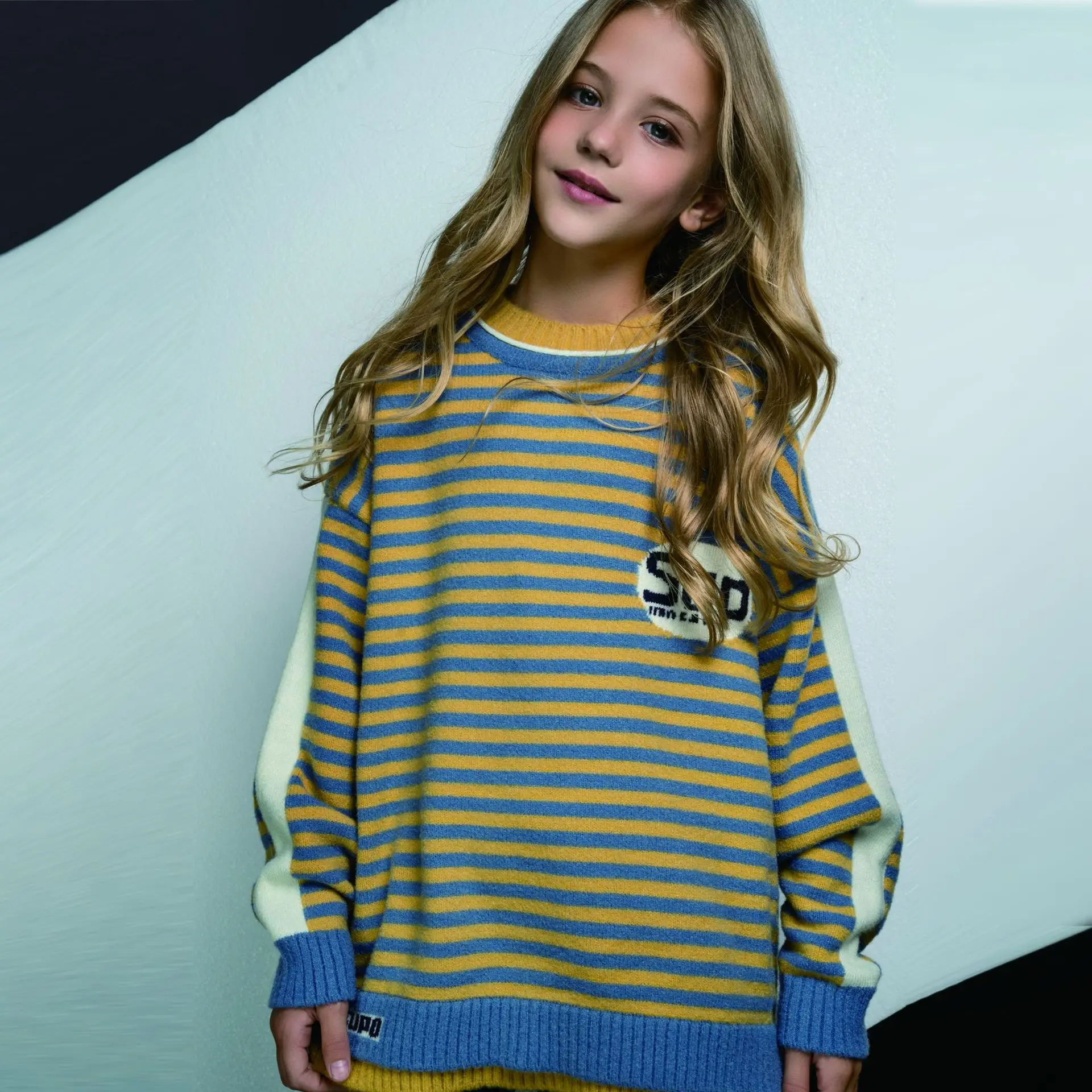 Новинка пуловер для девочек свитер сезон осень зима Детский в полоску