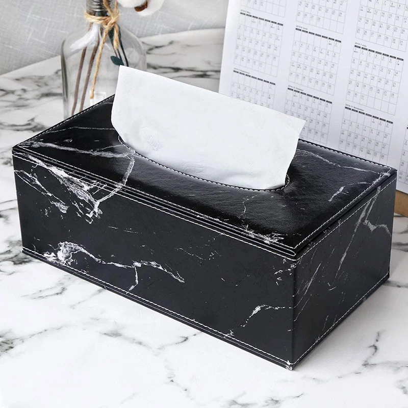 

Marble Pattern Rectangular Leather Tissue Box Cover Holder Hotel Drawer Light Luxury Business Office Dining Leather Tissue Box