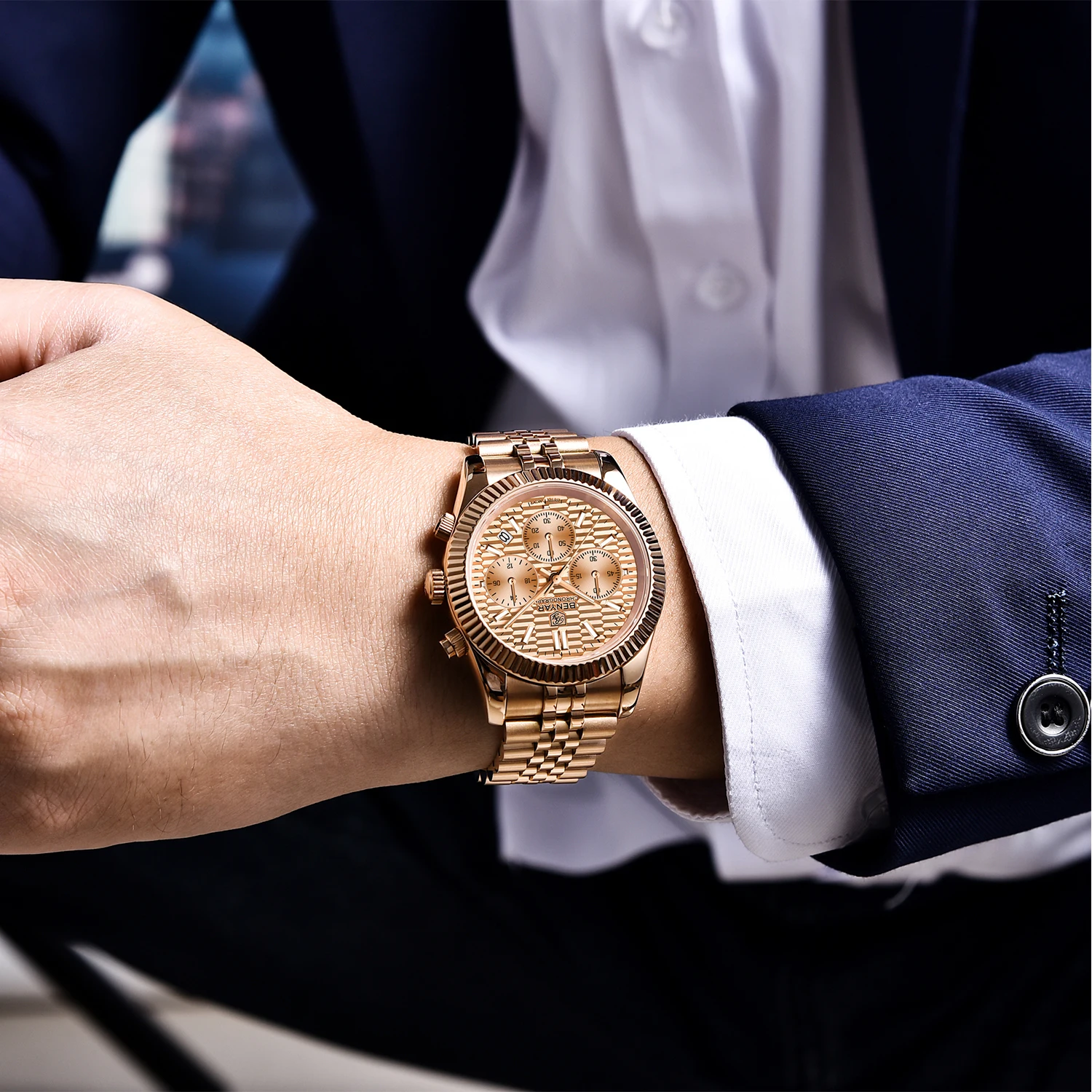 Benyar Design 2021 New Luxury Top Brand Men's Quartz Watch 40.5mm Sapphire Glass 100m Waterproof Luminous Calendar Watch Relogio enlarge