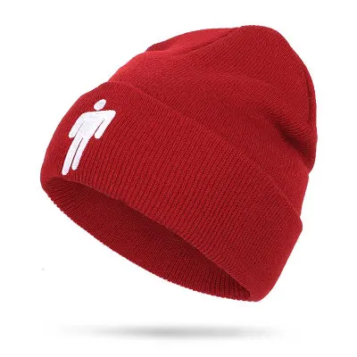 Зимние шапки для мужчин и женщин с вышивкой Billie Eilish Beanie Hat для женщин и мужчин, вязаные теплые однотонные хип-хоп повседневные с манжетами, широкий берет-Боб - Цвет: P8