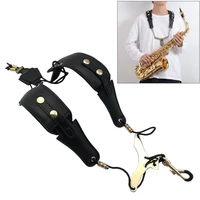 saxophone leather shoulder sax neck strap adjustable for tenor alto saxs black comfortable musicalinstruments accessories