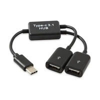 type c otg usb 3 1 male to dual 2 0 female otg charge 2 port hub cable y splitter
