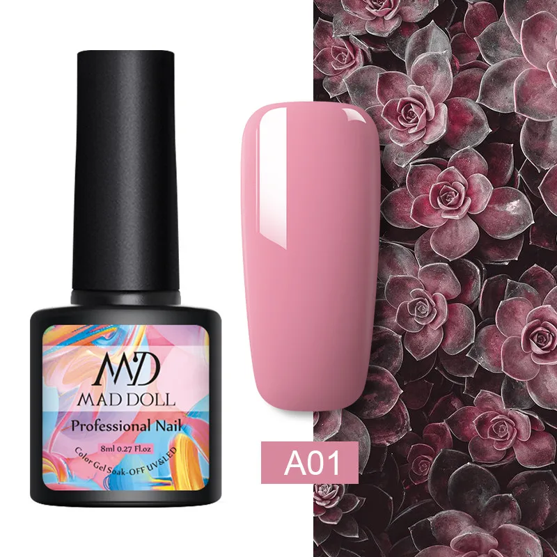 A01 MAD DOLL 8 мл гель лак для ногтей сладкие долговечные цвета личная гигиена лак для ногтей однократный дизайн ногтей DIY Красота гель для дизайна - Цвет: A01