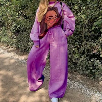 thin loose women 2021 new fashion sweatshirt set oversize casual tracksuit 2 pieces cartoon print pullover and wide leg pant