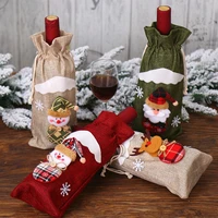 cartoon christmas red wine champagne bottle bag linen creative wine bottle protective cover restaurant tableware decoration