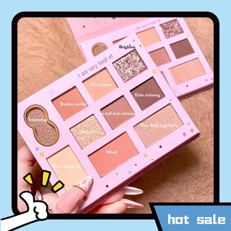 

Палетка теней для век с арахисом, 10 цветов, глянцевые беличьи тени для век, матовые, супер блестящий макияж