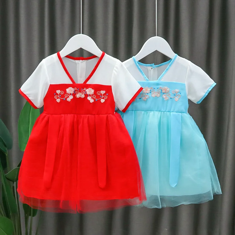 Ropa De Niña 4th of July Newborn Clothes Summer Princess Dress девочек детское ретро красное платья Ropa De Niños 0 A 3 Años