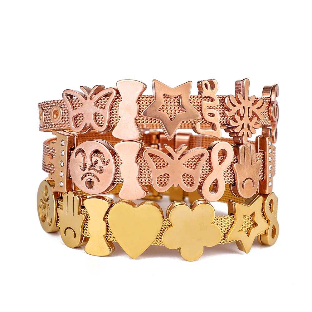 Хранитель серии Simple Letters с чистый CZ сетка из нержавеющей стали браслет для женщин