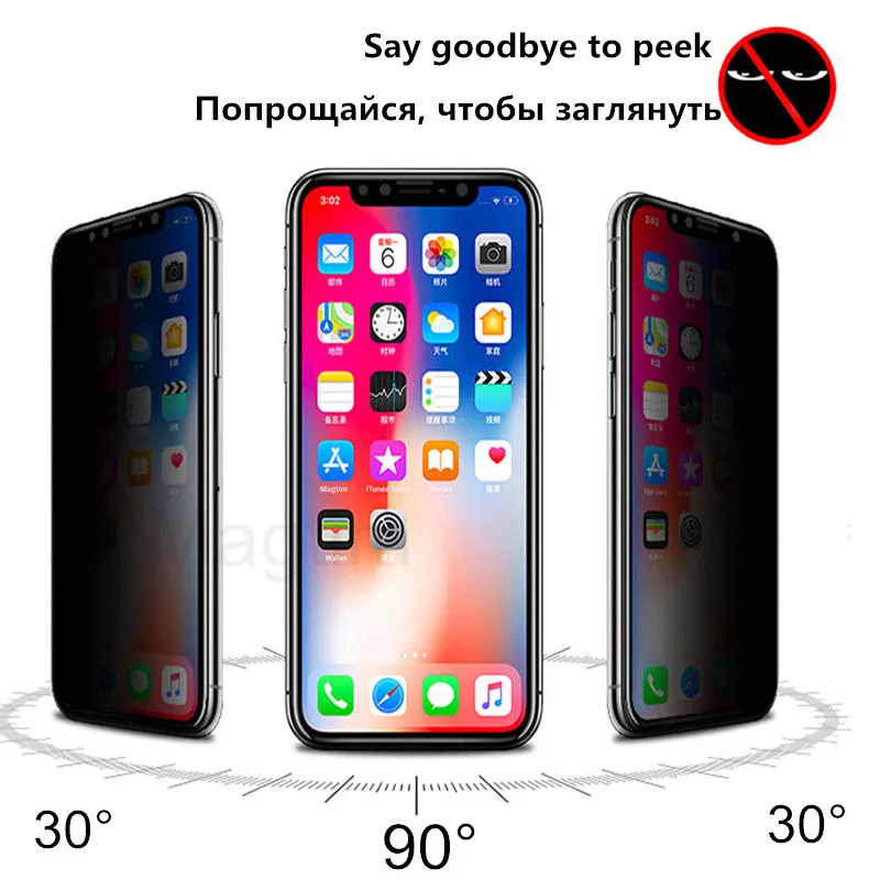 4 шт. антишпионская Защита экрана для iPhone 14 13 12 11 Pro Max частное закаленное стекло