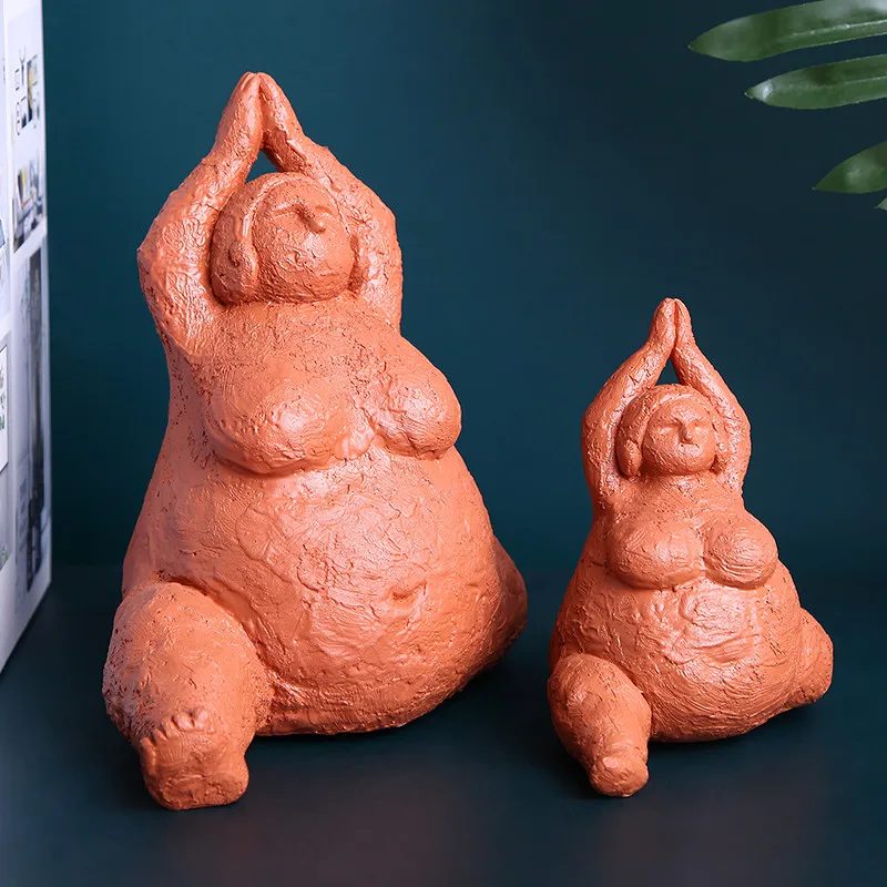 Абстрактная фигурка йоги искусство скульптура толстой леди креативный персонаж