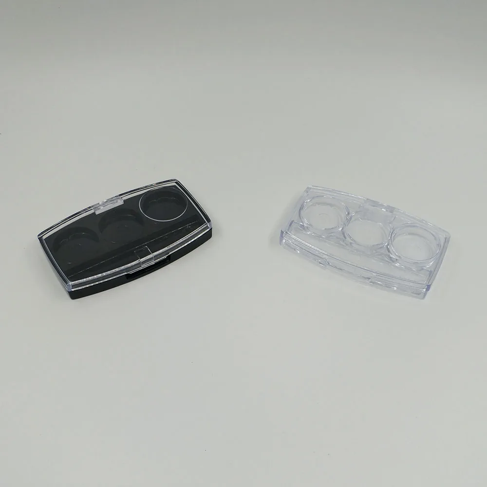 Прозрачный черный футляр для теней глаз 3 кастрюли компактный мини палитра с