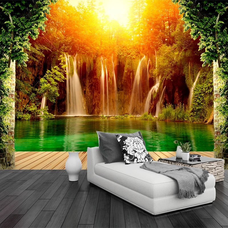 

Шелковая ткань на заказ 3D фрески настенная бумага s домашний декор горный водопад природный пейзаж фотобумага для гостиной спальни