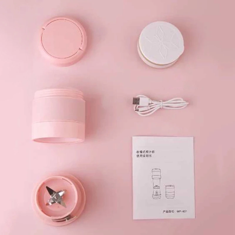 

450ml Portable Foldable Collapsible Juicer Cup Telescopic Fruit Juice Mixing Cup USB Rechargeable Adjustable Small Juing Cup