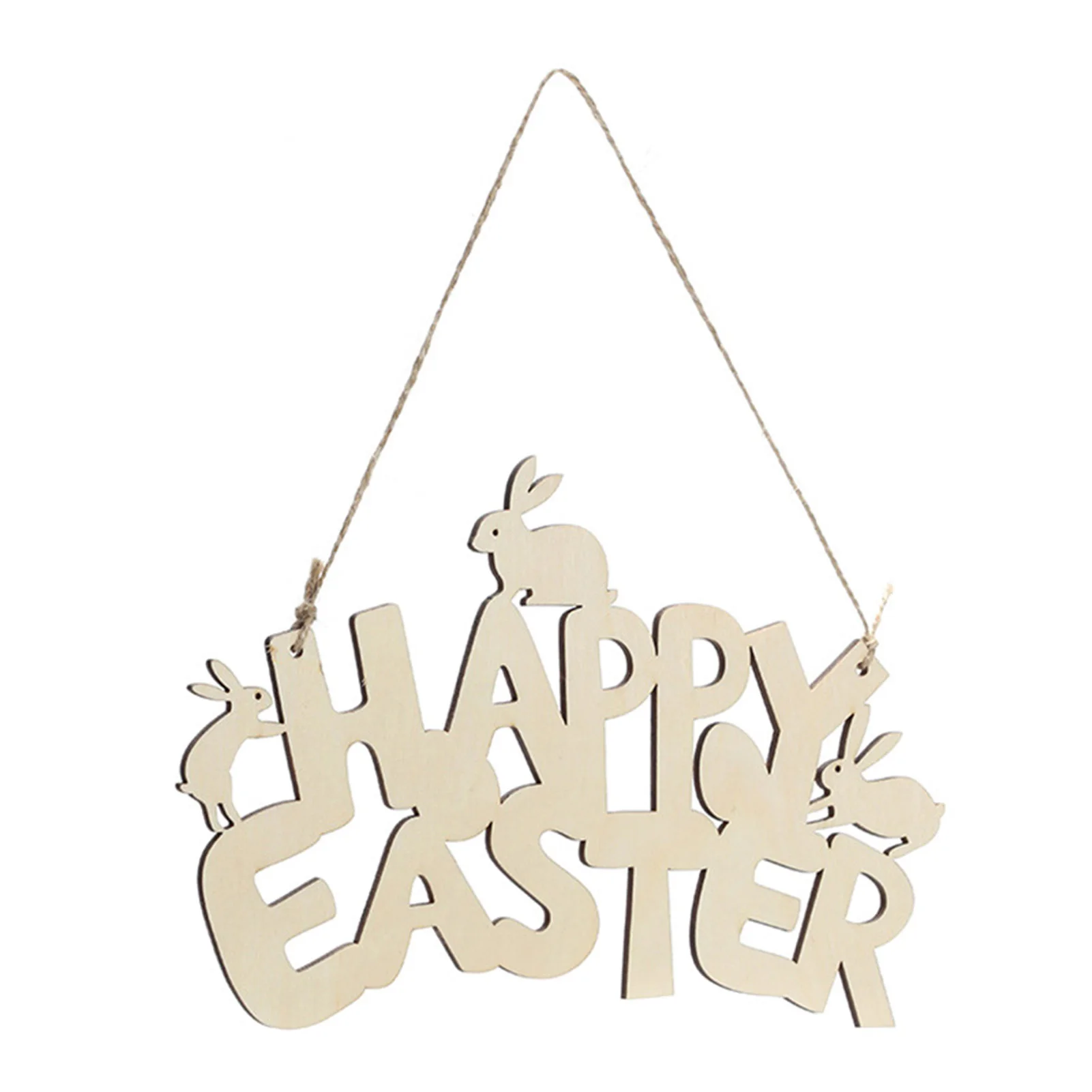 

Easter Wooden Decoration Bunny Happy Easter Door Hanging Pendant Ornaments DIY Wood Rabbit Craft Easter Party Decor F2