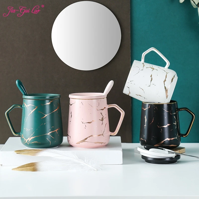 

JIA-GUI LUO 400 мл Керамические Кружки Кофейные кружки с крышкой кофейные Дорожные Кружки Кофейные кружки с крышкой кофейные чашки G017