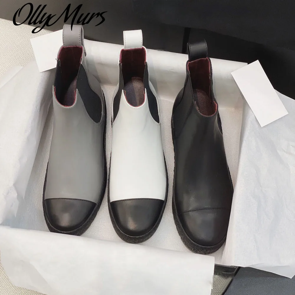 

Ollymurs Top Quality Women's Boots Hot Sell Genuine Leather Chelsea Boots Luxury Brands Anti SlipLadies Ankle Boots Size 35-40