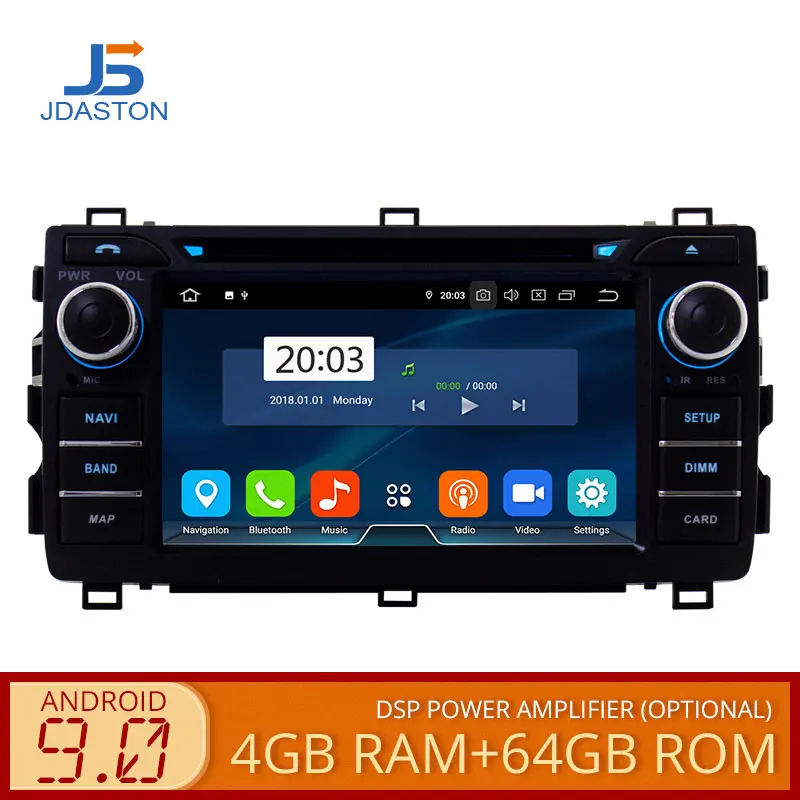 JDASTON 2 DIN Android 9,0 автомобильный dvd-плеер для Toyota Auris 2013 Восьмиядерный 4G+ 64G Автомобильный Радио Мультимедиа gps стерео аудио