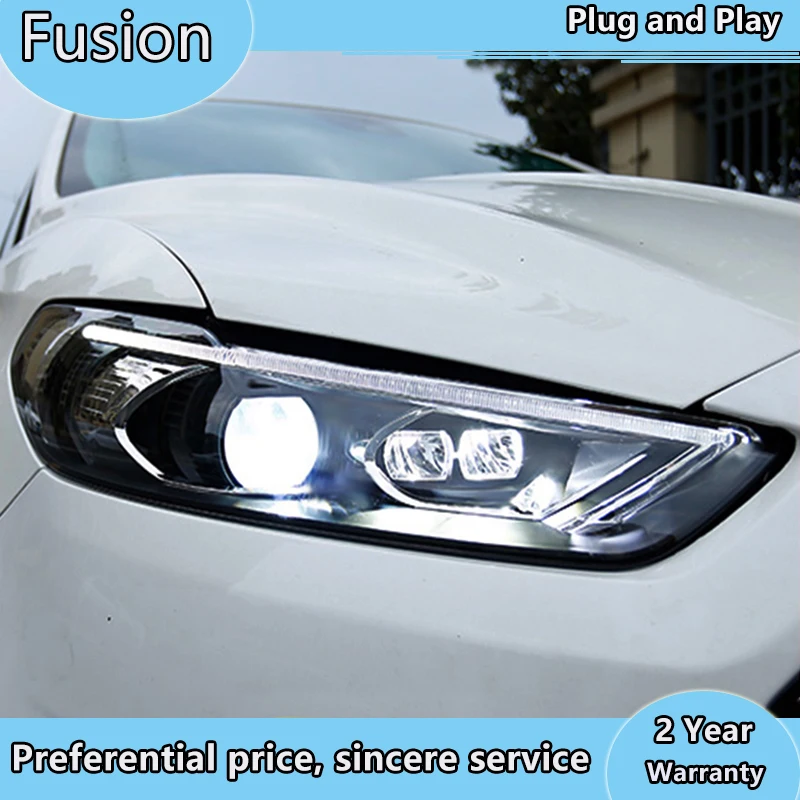 Тюнинг автомобильных фар для Ford Mondeo Fusion 2013 2016 светодиодные фары DRL ходовые огни Bi