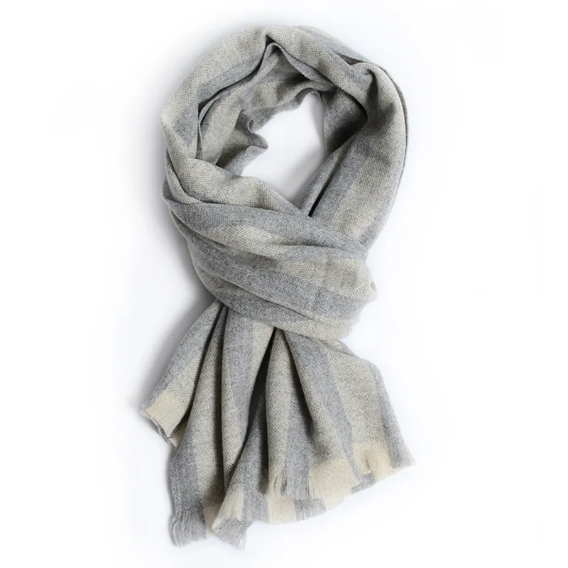 Naizaiga 100% шерсть мужская полосатая Толстая зимняя теплая брендовая шаль черная