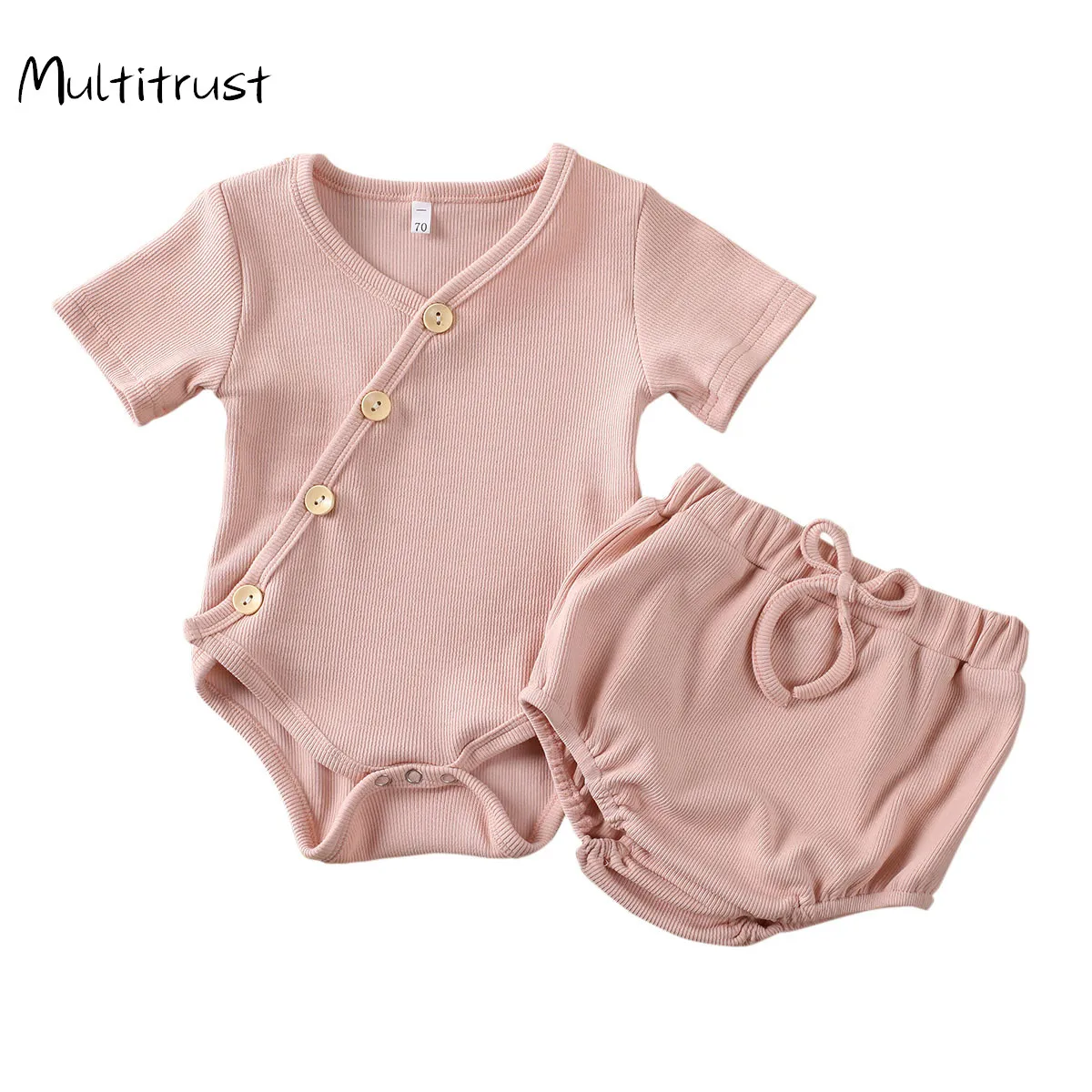 2020 Summer Baby Boys Girls Suits Cotton Knitted Ribbed Kids Outfits Children Clothing Newborn Rompers Tops + Shorts Pants 0-18M | Детская
