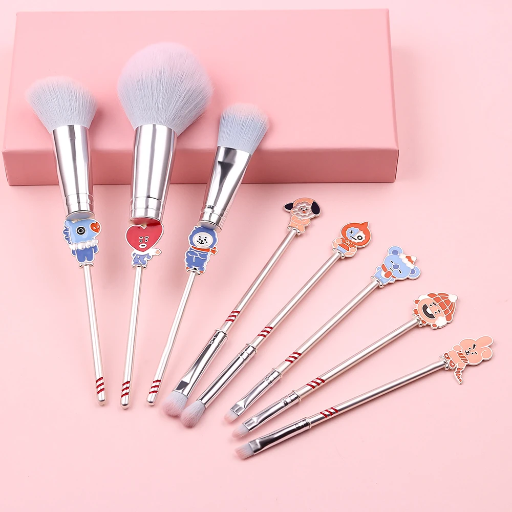 Набор кистей для макияжа 8 шт. матовые серебристые|Аппликатор теней век| |