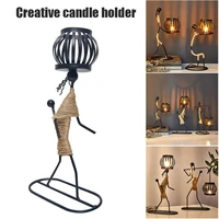 iron candle holder with weaved hemp rope matte black candlestick simple elegant table decorations for dining room hk3