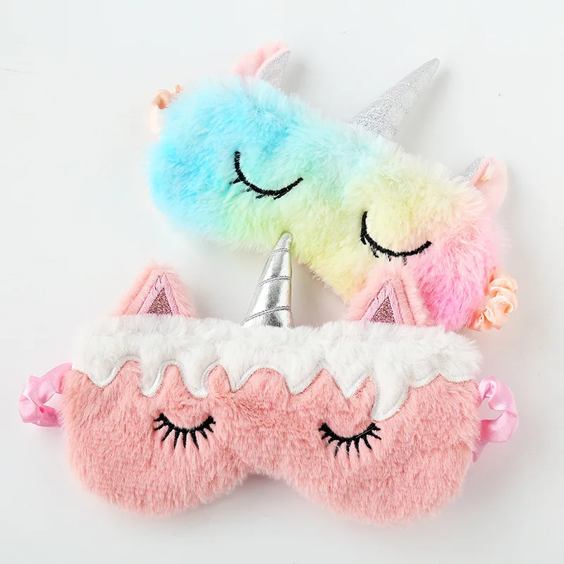 

Hot Sale 3D Cartoon Unicorn Eyeshade Relax Mask Rainbow Kawaii Soft Toy Eye Mask Sleeping Mask Plush Eye Shade Cover