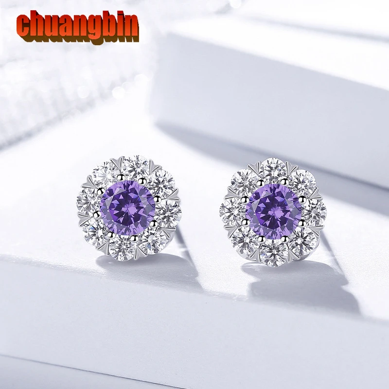 Женские серьги гвоздики из серебра 100% пробы с цирконом|Серьги-гвоздики| |