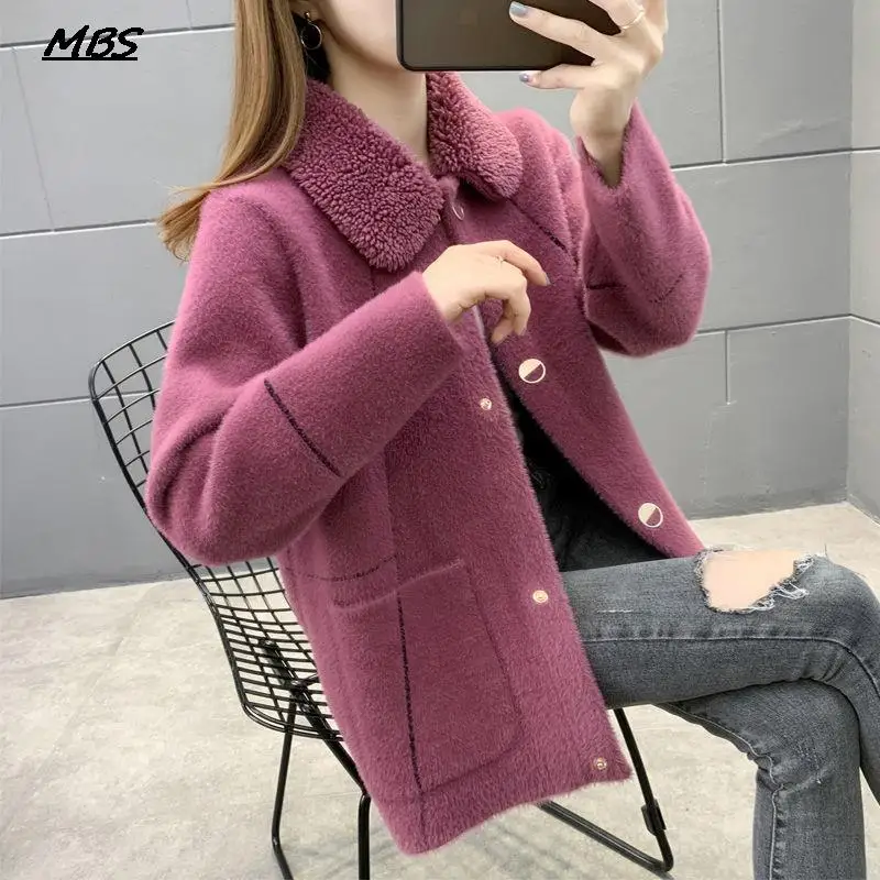 2021 Fashion Women Winter Imitation Mink Velvet Coat Cardigan Lady Loose Plus Size Artificial Fur Coat Female Casual Warm Jacket